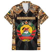Mozambique Family Matching Off The Shoulder Long Sleeve Dress and Hawaiian Shirt with Black Brown Tribal Design and National Emblem - Wonder Print Shop