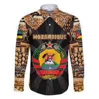 Mozambique Family Matching Off The Shoulder Long Sleeve Dress and Hawaiian Shirt with Black Brown Tribal Design and National Emblem - Wonder Print Shop