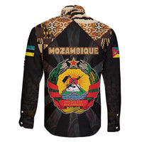 Mozambique Family Matching Off The Shoulder Long Sleeve Dress and Hawaiian Shirt with Black Brown Tribal Design and National Emblem - Wonder Print Shop