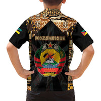 Mozambique Family Matching Puletasi and Hawaiian Shirt with Black Brown Tribal Design and National Emblem - Wonder Print Shop