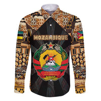 Mozambique Family Matching Puletasi and Hawaiian Shirt with Black Brown Tribal Design and National Emblem - Wonder Print Shop