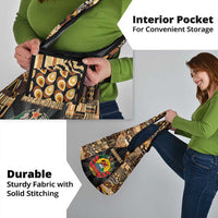 Mozambique Grocery Bag with Black Brown Tribal Design and National Emblem - Wonder Print Shop