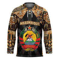 Mozambique Hockey Jersey with Black Brown Tribal Design and National Emblem - Wonder Print Shop