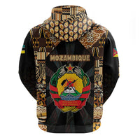 Mozambique Hoodie with Black Brown Tribal Design and National Emblem - Wonder Print Shop
