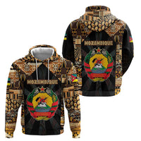 Mozambique Hoodie with Black Brown Tribal Design and National Emblem - Wonder Print Shop
