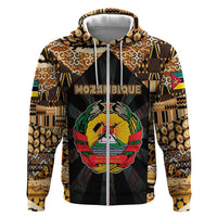 Mozambique Hoodie with Black Brown Tribal Design and National Emblem - Wonder Print Shop