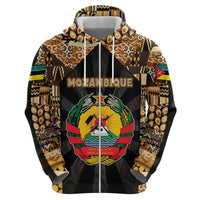 Mozambique Hoodie with Black Brown Tribal Design and National Emblem - Wonder Print Shop