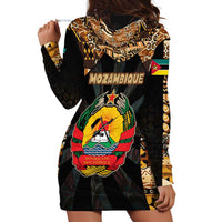 Mozambique Hoodie Dress with Black Brown Tribal Design and National Emblem - Wonder Print Shop