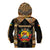 Mozambique Kid Hoodie with Black Brown Tribal Design and National Emblem - Wonder Print Shop