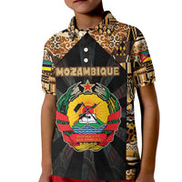 Mozambique Kid Polo Shirt with Black Brown Tribal Design and National Emblem - Wonder Print Shop