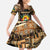 Mozambique Kid Short Sleeve Dress with Black Brown Tribal Design and National Emblem - Wonder Print Shop