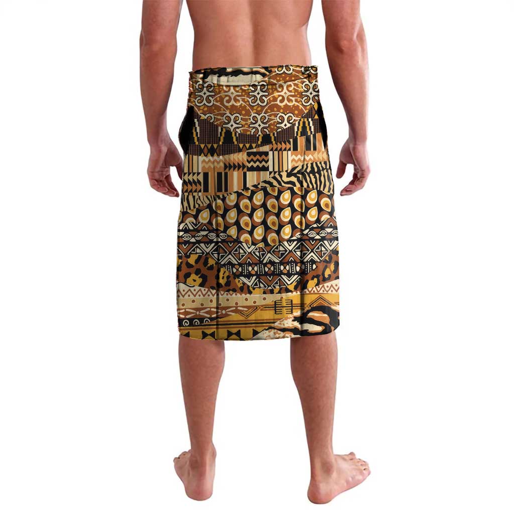 Mozambique Lavalava with Black Brown Tribal Design and National Emblem - Wonder Print Shop