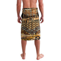 Mozambique Lavalava with Black Brown Tribal Design and National Emblem - Wonder Print Shop