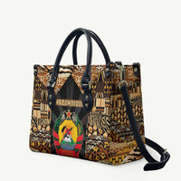 Mozambique Leather Bag with Black Brown Tribal Design and National Emblem - Wonder Print Shop