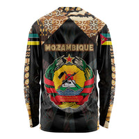 Mozambique Long Sleeve Shirt with Black Brown Tribal Design and National Emblem - Wonder Print Shop