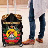 Mozambique Luggage Cover with Black Brown Tribal Design and National Emblem - Wonder Print Shop