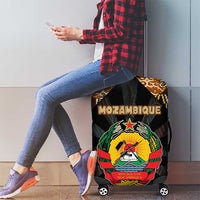 Mozambique Luggage Cover with Black Brown Tribal Design and National Emblem - Wonder Print Shop