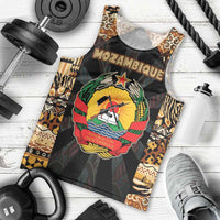 Mozambique Men Tank Top with Black Brown Tribal Design and National Emblem - Wonder Print Shop