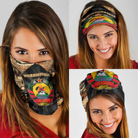 Mozambique Neck Gaiter with Black Brown Tribal Design and National Emblem TS04