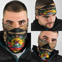 Mozambique Neck Gaiter with Black Brown Tribal Design and National Emblem TS04