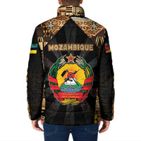 Mozambique Padded Jacket with Black Brown Tribal Design and National Emblem - Wonder Print Shop