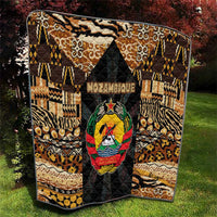 Mozambique Quilt with Black Brown Tribal Design and National Emblem - Wonder Print Shop