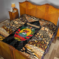 Mozambique Quilt with Black Brown Tribal Design and National Emblem - Wonder Print Shop