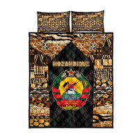 Mozambique Quilt Bed Set with Black Brown Tribal Design and National Emblem - Wonder Print Shop