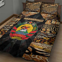 Mozambique Quilt Bed Set with Black Brown Tribal Design and National Emblem - Wonder Print Shop