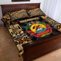 Mozambique Quilt Bed Set with Black Brown Tribal Design and National Emblem - Wonder Print Shop