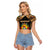Mozambique Raglan Cropped T Shirt with Black Brown Tribal Design and National Emblem - Wonder Print Shop