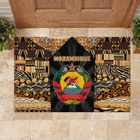 Mozambique Rubber Doormat with Black Brown Tribal Design and National Emblem - Wonder Print Shop
