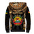 Mozambique Sherpa Hoodie with Black Brown Tribal Design and National Emblem - Wonder Print Shop