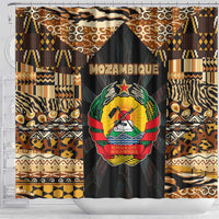 Mozambique Shower Curtain with Black Brown Tribal Design and National Emblem - Wonder Print Shop