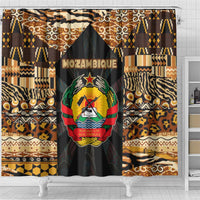 Mozambique Shower Curtain with Black Brown Tribal Design and National Emblem - Wonder Print Shop