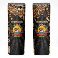 Mozambique Skinny Tumbler with Black Brown Tribal Design and National Emblem - Wonder Print Shop