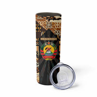 Mozambique Skinny Tumbler with Black Brown Tribal Design and National Emblem - Wonder Print Shop