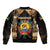 Mozambique Sleeve Zip Bomber Jacket with Black Brown Tribal Design and National Emblem - Wonder Print Shop