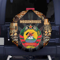 Mozambique Spare Tire Cover with Black Brown Tribal Design and National Emblem - Wonder Print Shop