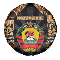 Mozambique Spare Tire Cover with Black Brown Tribal Design and National Emblem - Wonder Print Shop