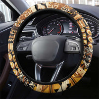 Mozambique Steering Wheel Cover with Black Brown Tribal Design and National Emblem - Wonder Print Shop