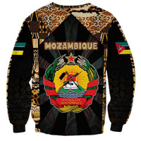Mozambique Sweatshirt with Black Brown Tribal Design and National Emblem - Wonder Print Shop