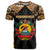 Mozambique T Shirt with Black Brown Tribal Design and National Emblem - Wonder Print Shop