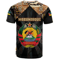 Mozambique T Shirt with Black Brown Tribal Design and National Emblem - Wonder Print Shop