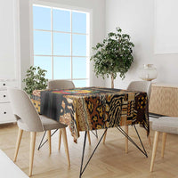 Mozambique Tablecloth with Black Brown Tribal Design and National Emblem - Wonder Print Shop