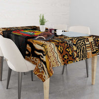 Mozambique Tablecloth with Black Brown Tribal Design and National Emblem - Wonder Print Shop