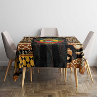 Mozambique Tablecloth with Black Brown Tribal Design and National Emblem - Wonder Print Shop