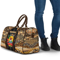Mozambique Travel Bag with Black Brown Tribal Design and National Emblem - Wonder Print Shop