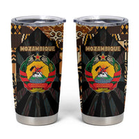 Mozambique Tumbler Cup with Black Brown Tribal Design and National Emblem - Wonder Print Shop