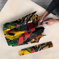 Mozambique Umbrella with Black Brown Tribal Design and National Emblem - Wonder Print Shop